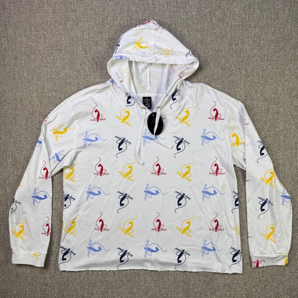 Baby Phat All Over‎ Logo Hoodie White Cotton Y2K Streetwear NWT Plus Size 1X